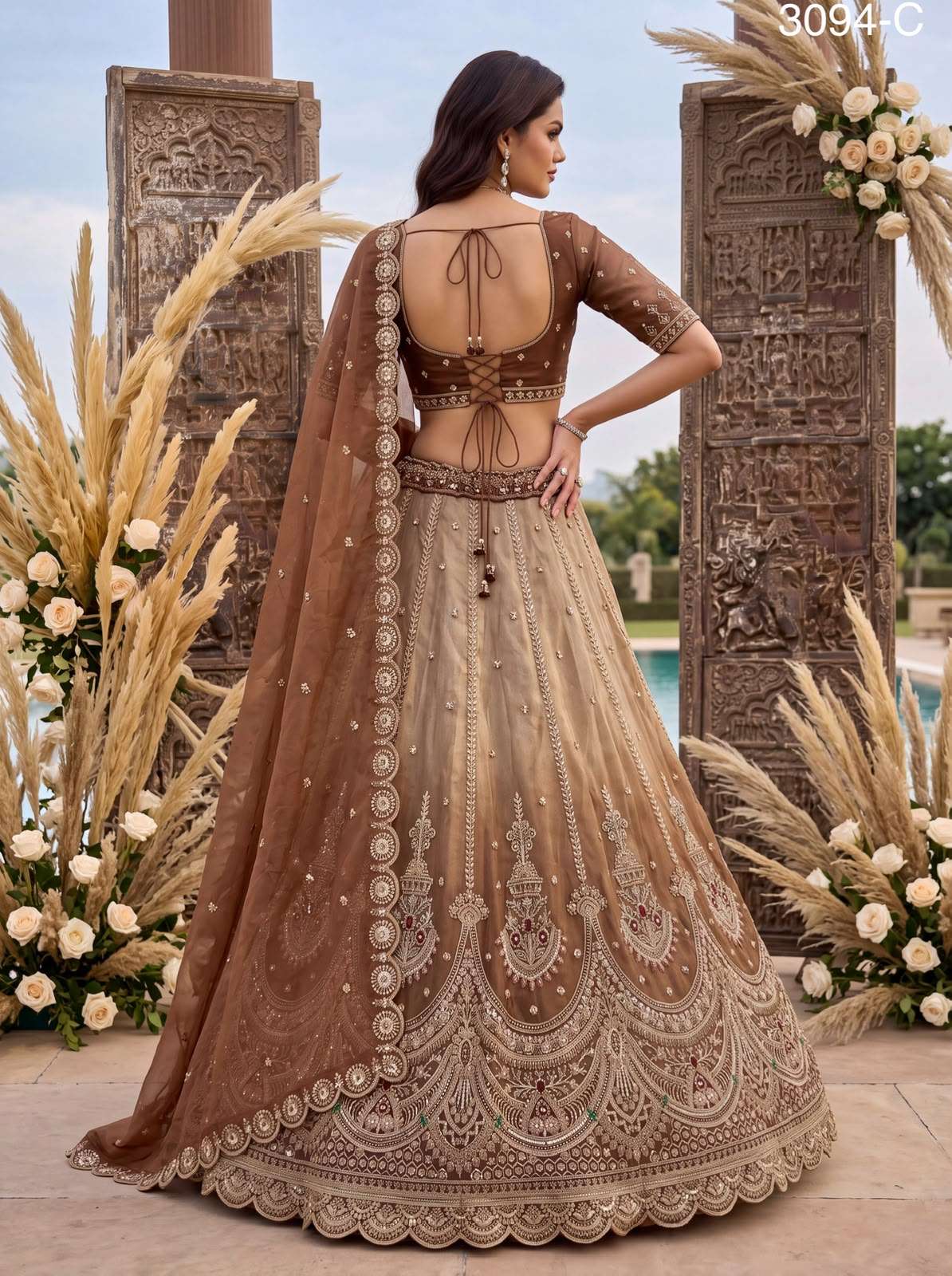 Art Of beautiful Work in Shaded Color Designer Chandnia Silk fabric Lehenga Choli Wholesale in surat 3094
